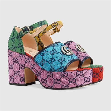 women's gucci platform sandals|Gucci platform sandals colorful.